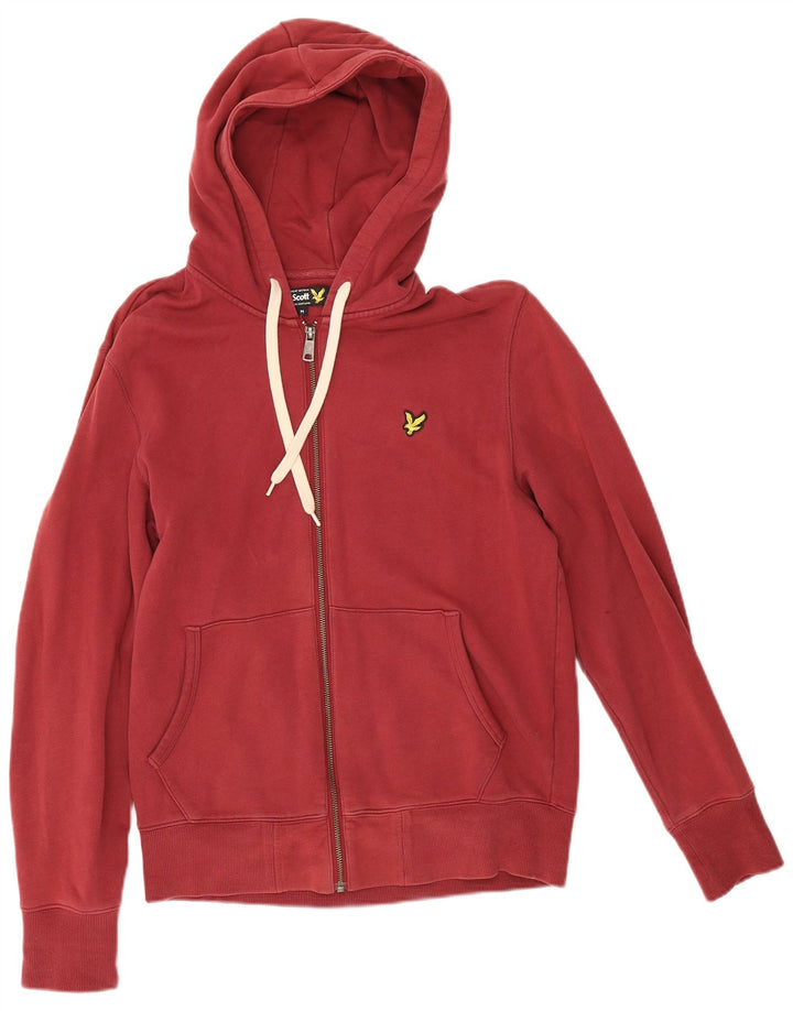 Lyle & Scott Suéter con capucha y cremallera para hombre Algodón rojo mediano