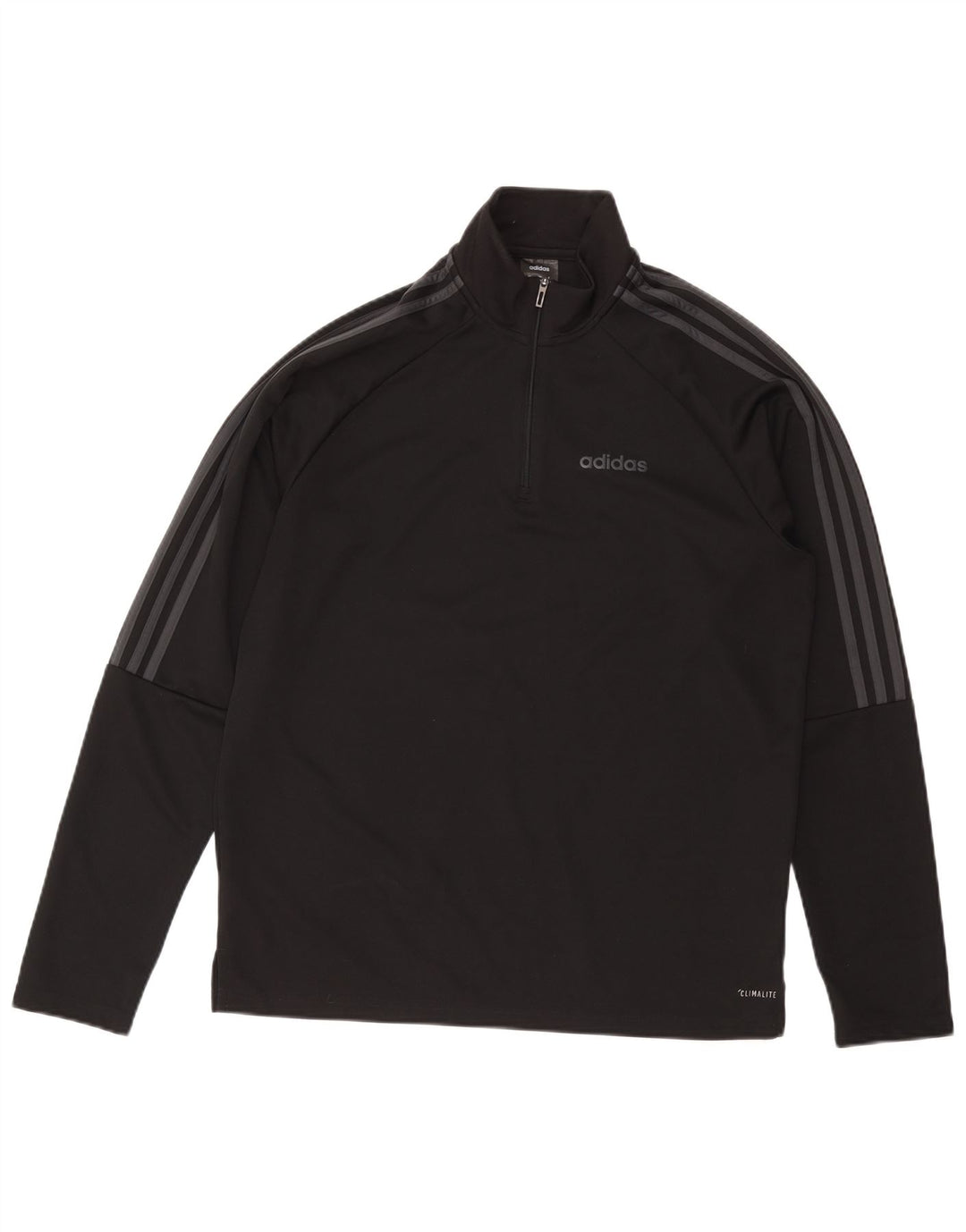 ADIDAS Mens Climalite Zip Neck Jersey Chándal Top Grande Negro