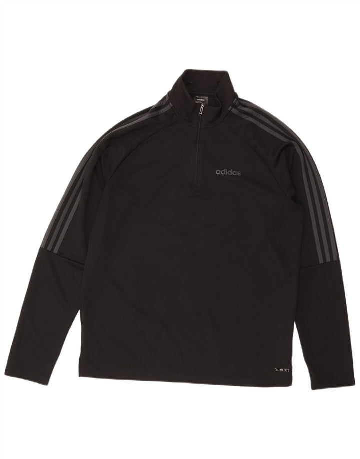 ADIDAS Mens Climalite Zip Neck Jersey Chándal Top Grande Negro