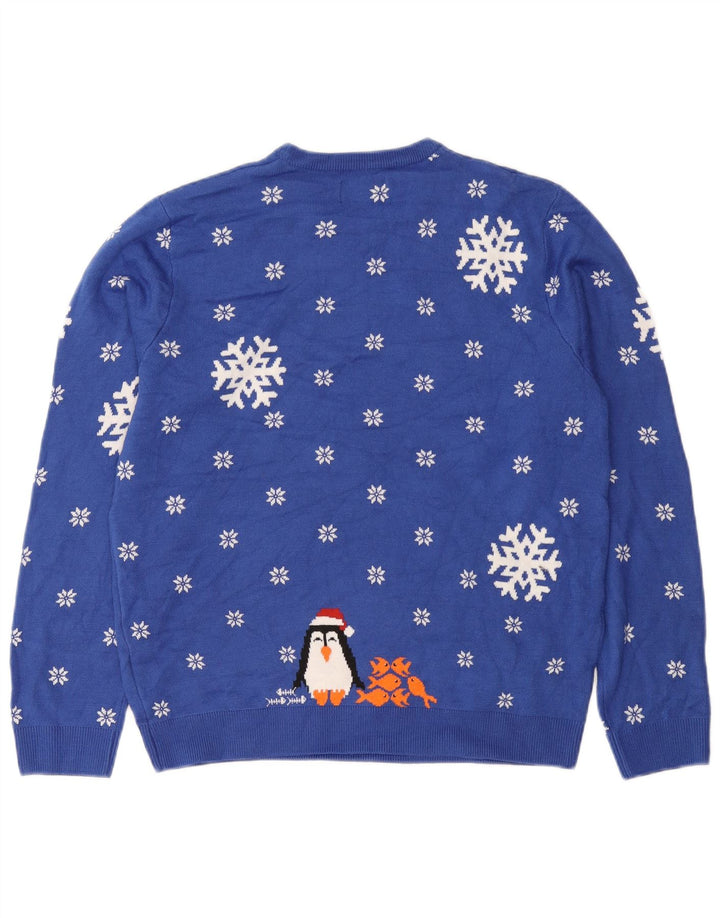 Marks & Spencer Mens Crew Neck Jumper Sweater Medium Blue Winter