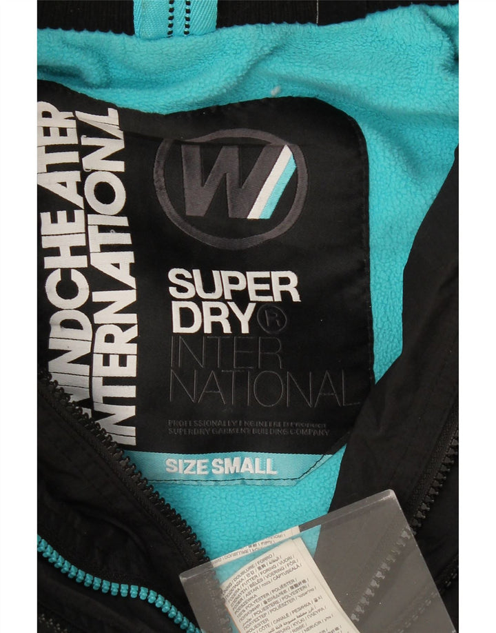 SUPERDRY Chaqueta cortavientos extragrande para mujer, talla S, color negro