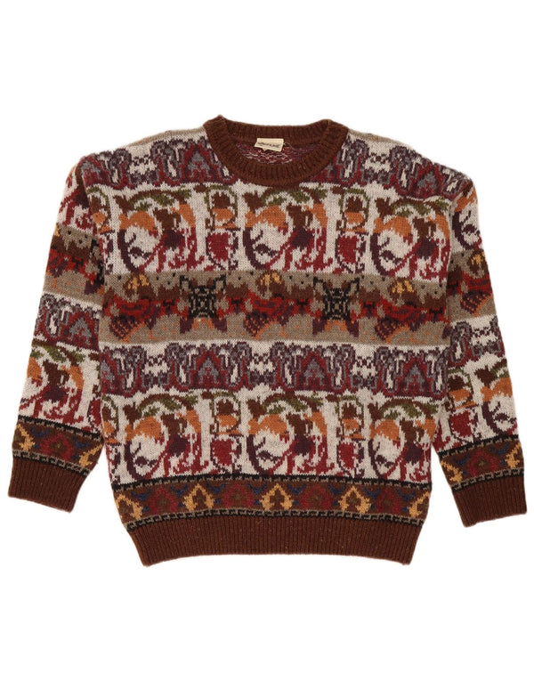 Fiume Jersey de cuello redondo para hombre IT 50 Acrílico Fair Isle mediano burdeos
