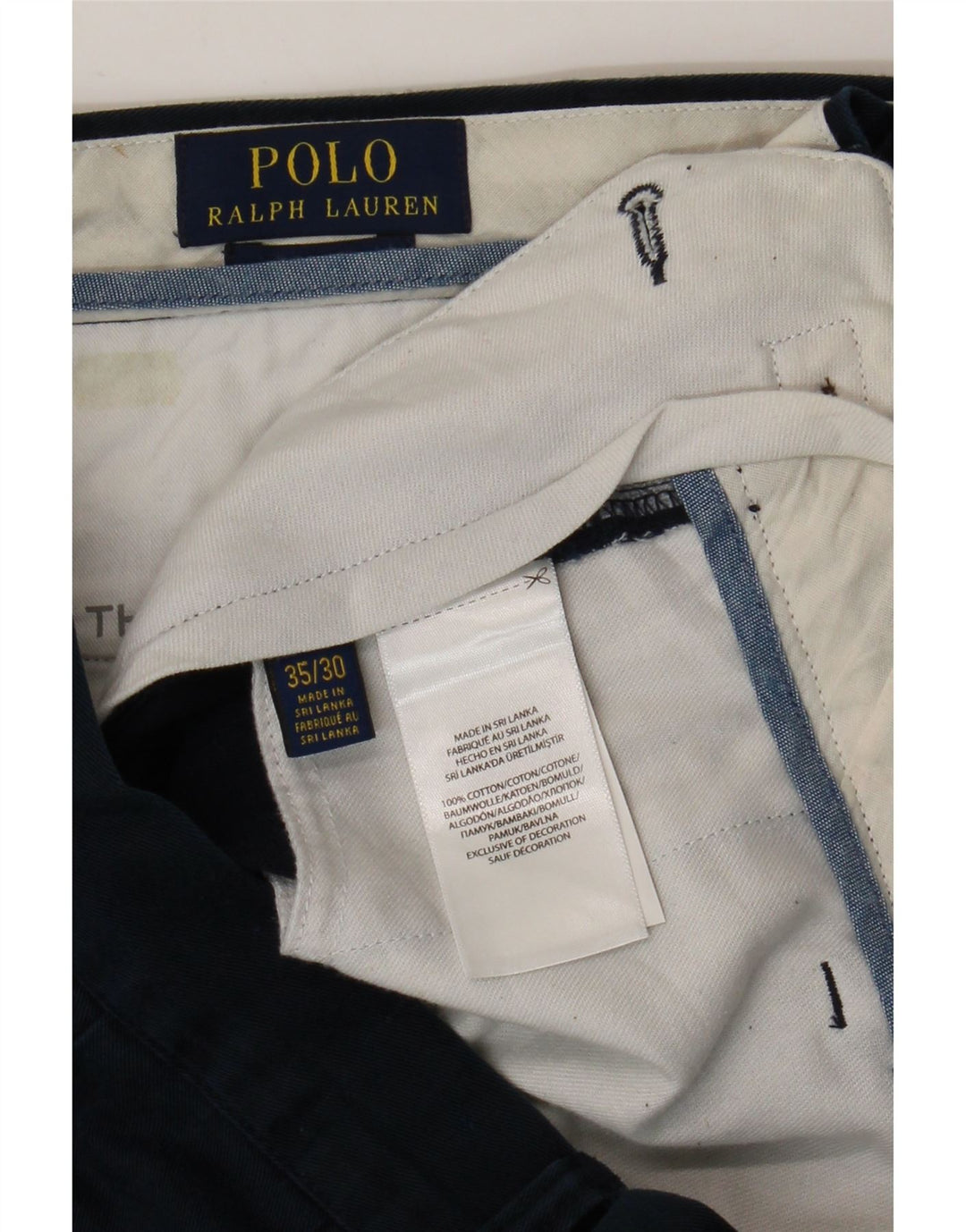 Polo Ralph Lauren Pantalones chinos rectos para hombre W35 L30 Algodón azul marino