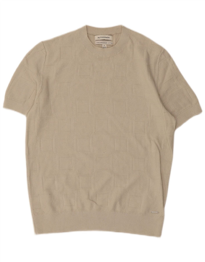 Autograph Jersey de Manga Corta con Cuello Redondo para Hombre de algodón Beige Medio