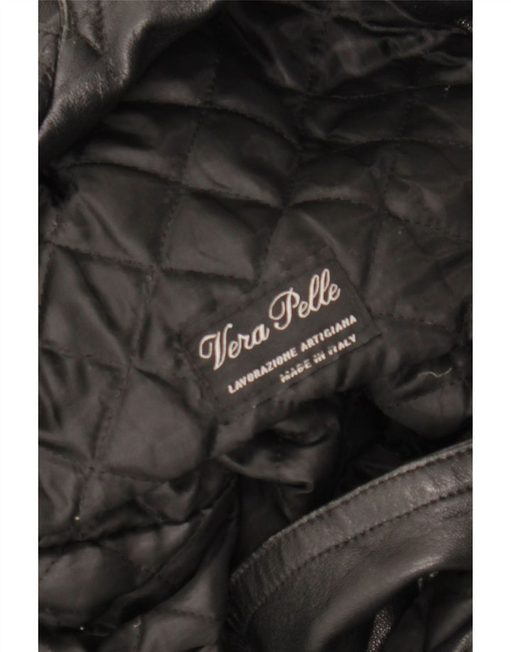 LAVORAZIONE ARTIGIANA Abrigo para Mujer UK 40 Medio Cuero Negro