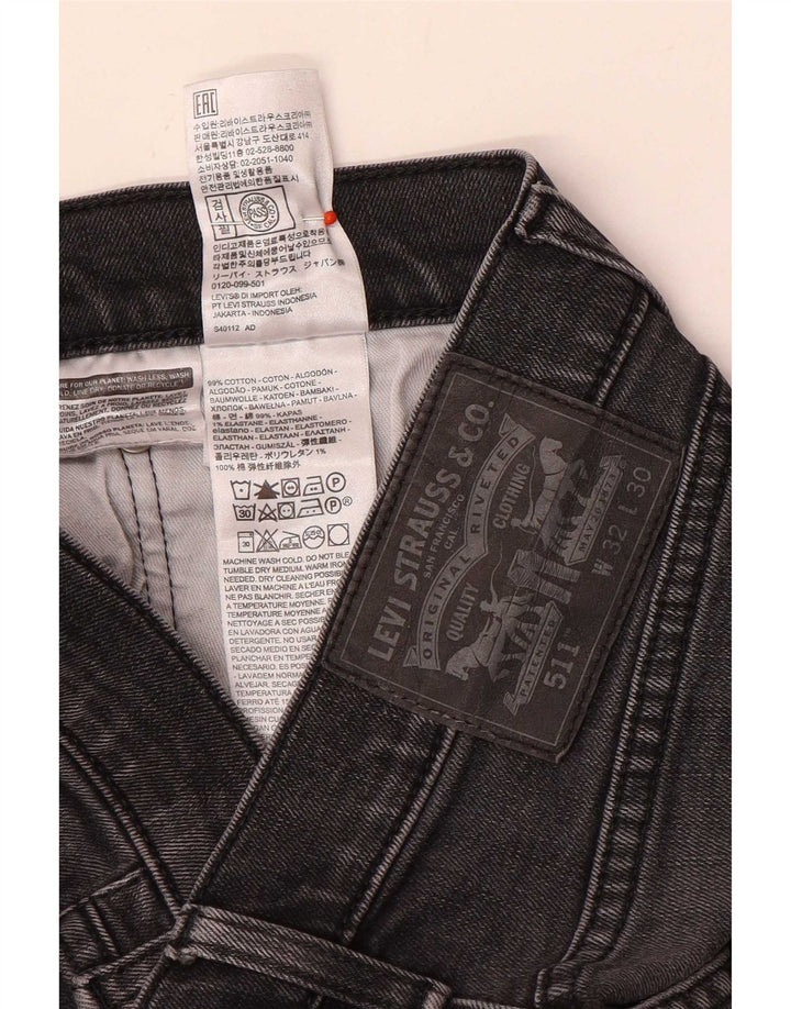 Levi's Hombre 511 Slim Jeans W32 L30 Algodón Gris