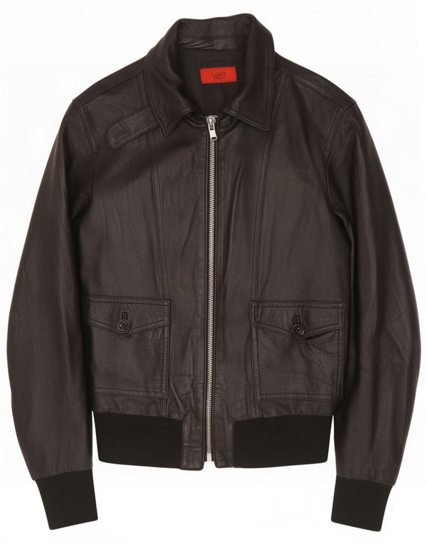 Chaqueta de cuero vintage para mujer IT 48 XL Negro