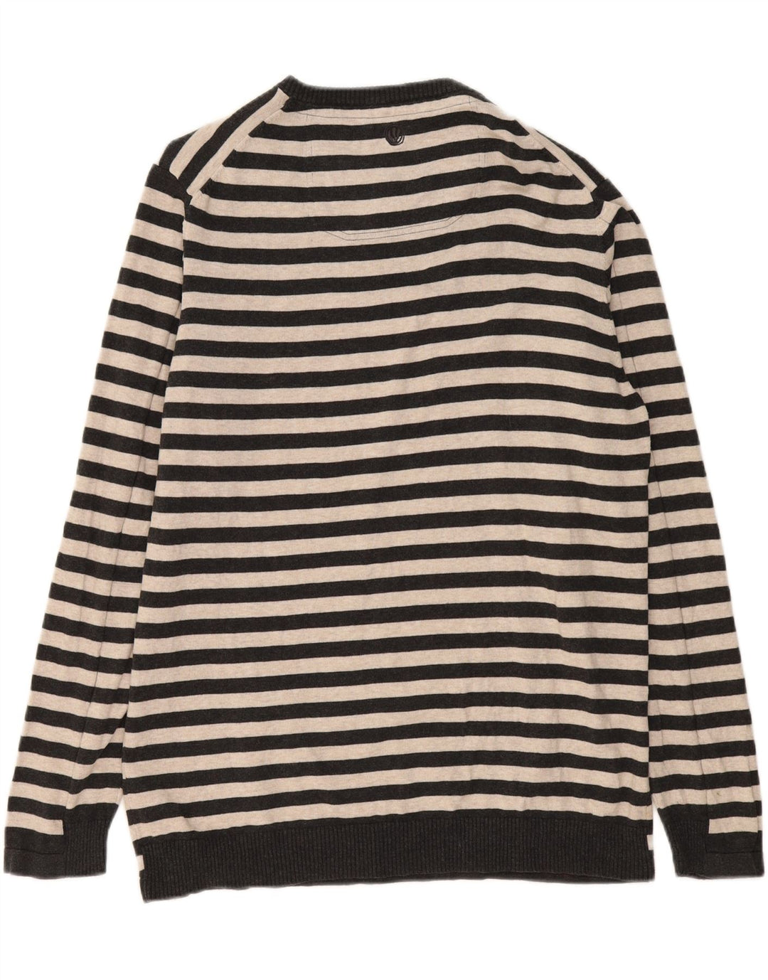 FAT FACE Jersey de cuello redondo para hombre XL Algodón a rayas gris