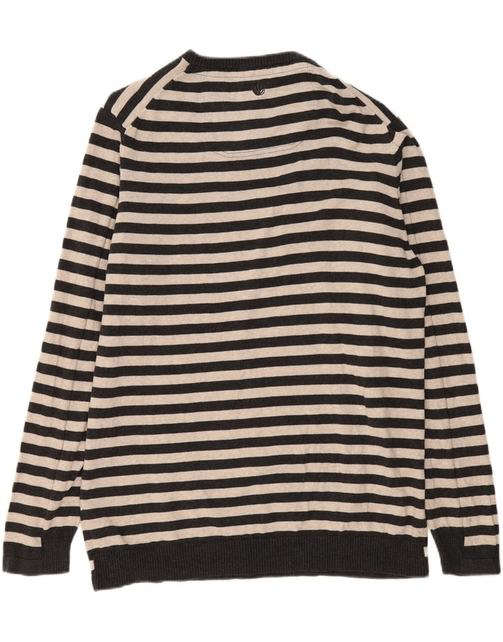 FAT FACE Jersey de cuello redondo para hombre XL Algodón a rayas gris