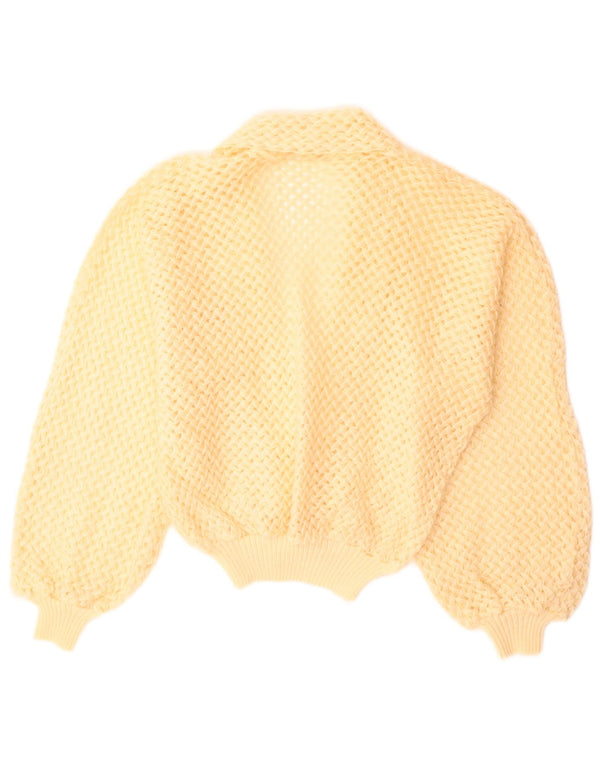 Vintage mujer crochet cardigan suéter Reino Unido 14 amarillo medio