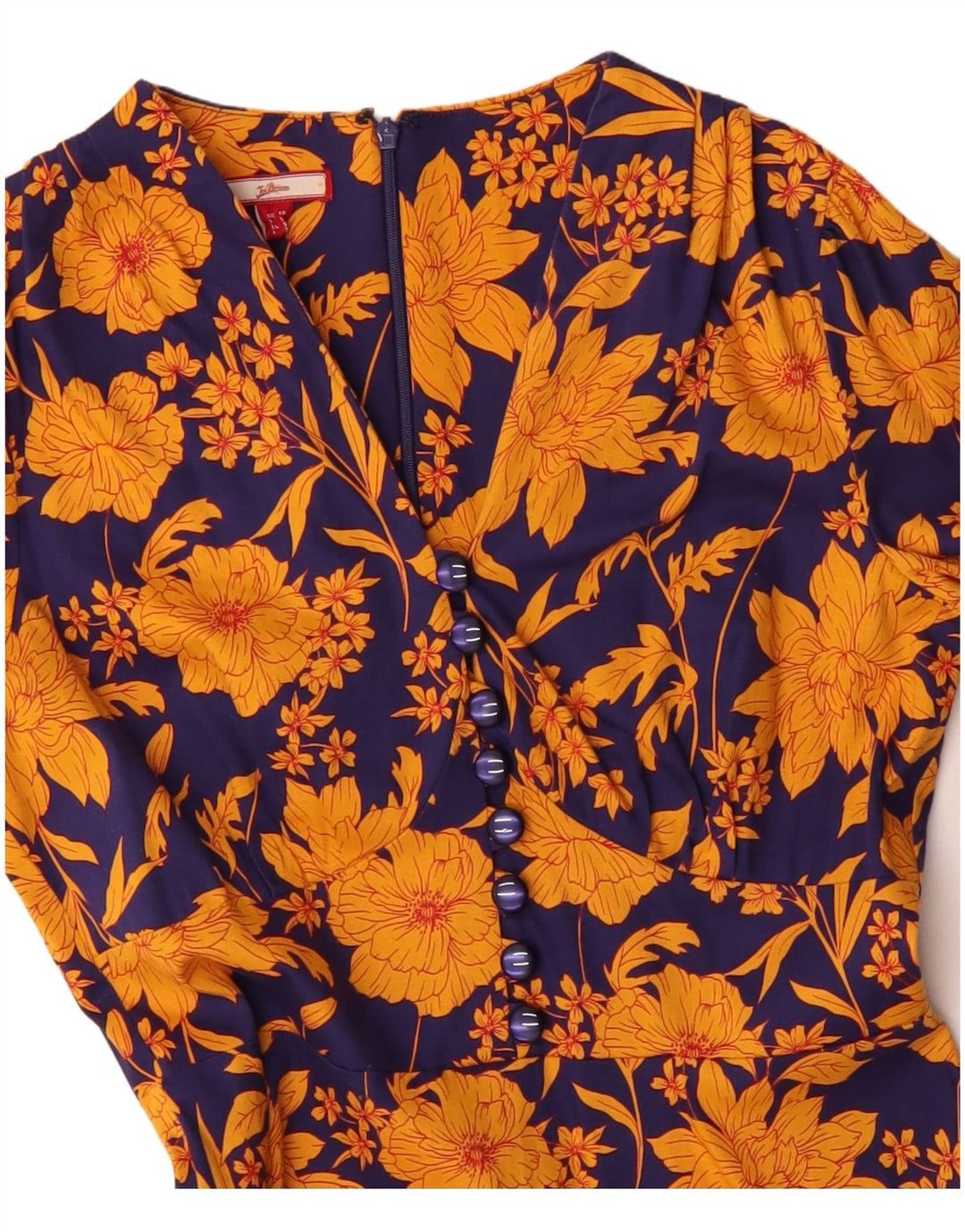 JOE BROWNS Vestido acampanado para mujer UK 10 Pequeño algodón floral azul