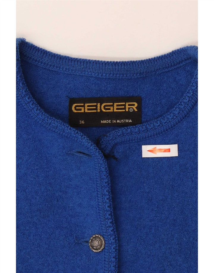 Geiger - Cárdigan para mujer, talla 36, color azul pequeño, lana virgen