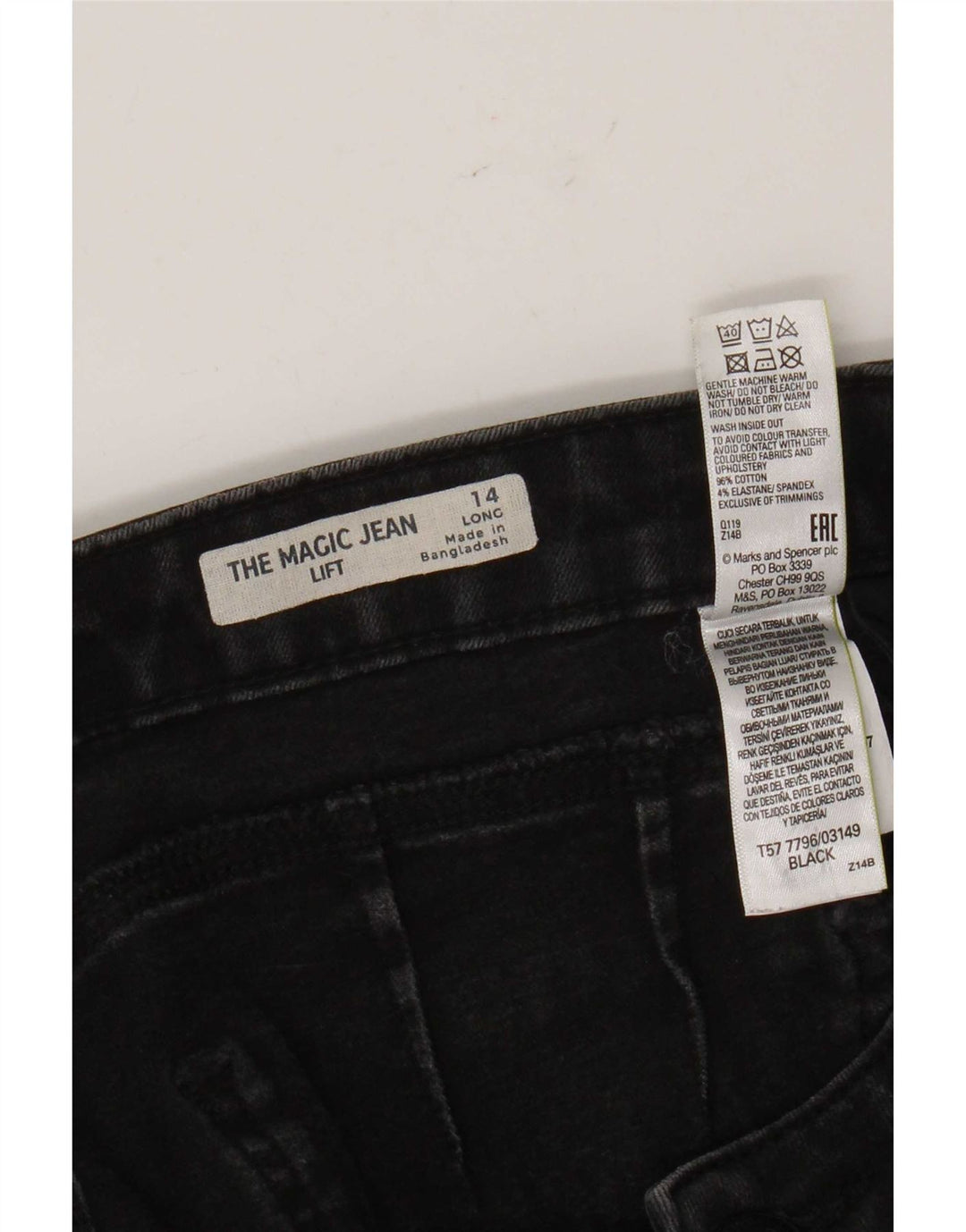 Marks & Spencer Vaqueros Bootcut para Mujer UK 14 Large W34 L31 Algodón Negro