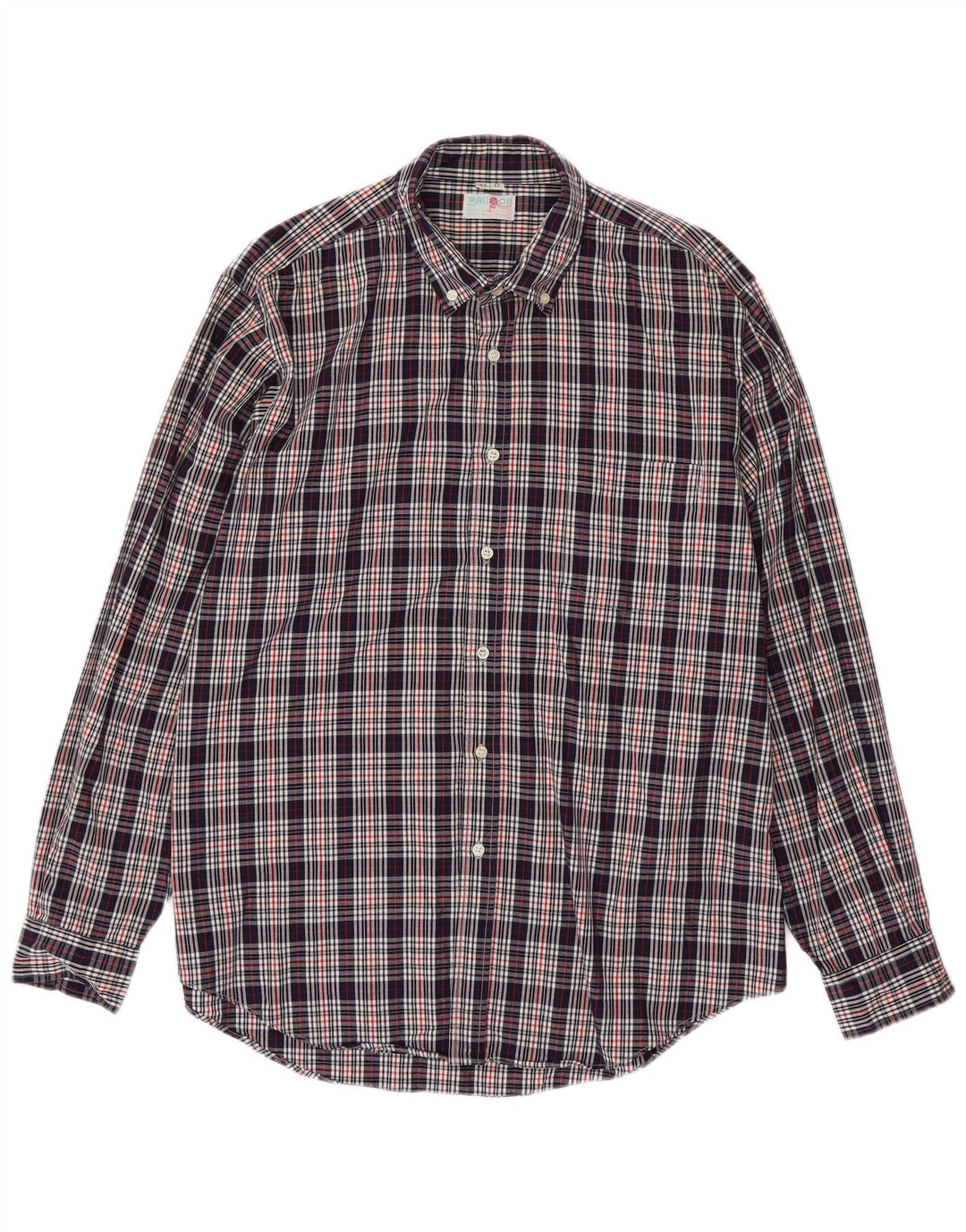 Camisa Hombre Globo Talla 43 17 XL Azul Marino Cuadros Algodón
