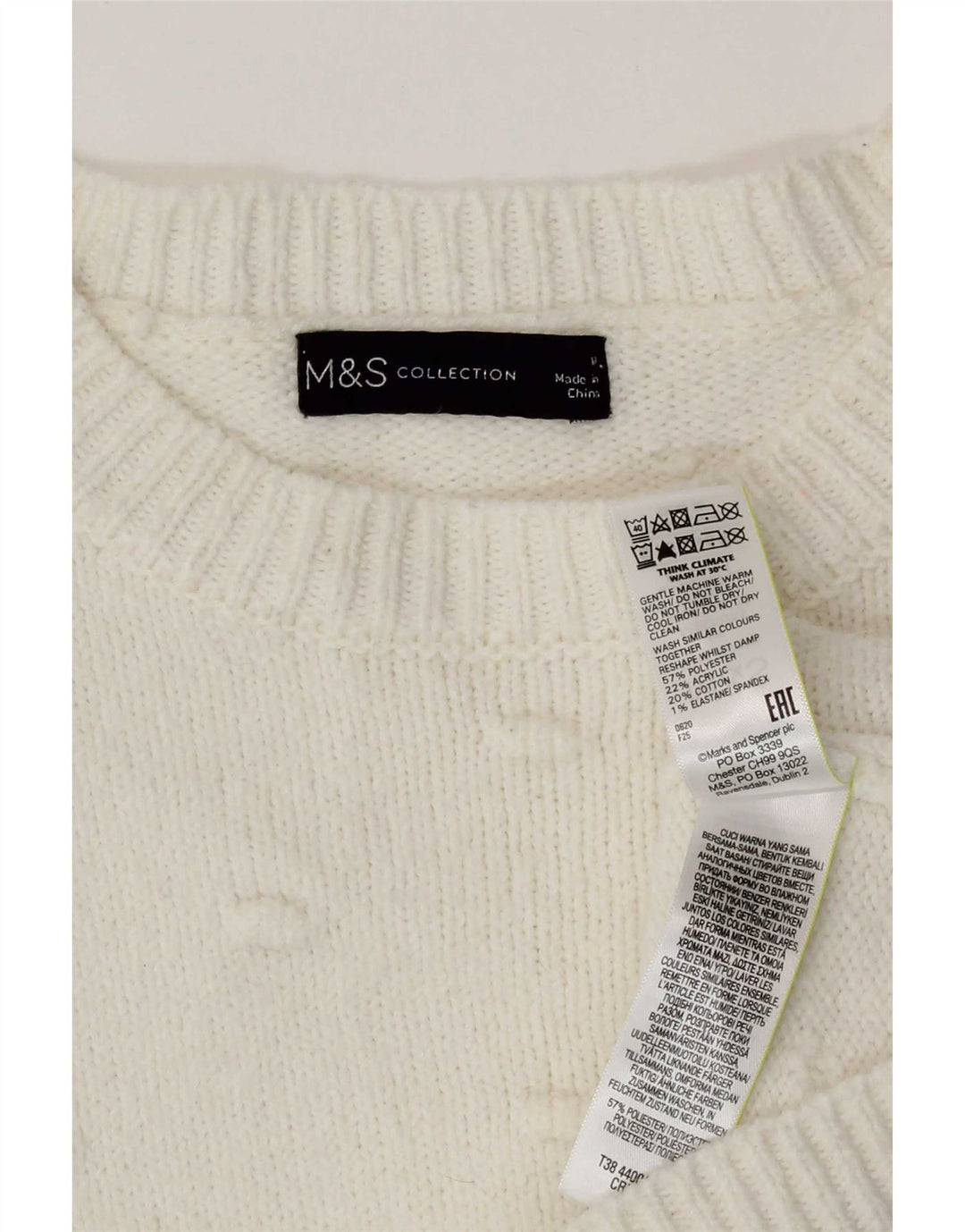 Marks & Spencer - Jersey de cuello redondo para mujer, talla 40, talla mediana, color blanco