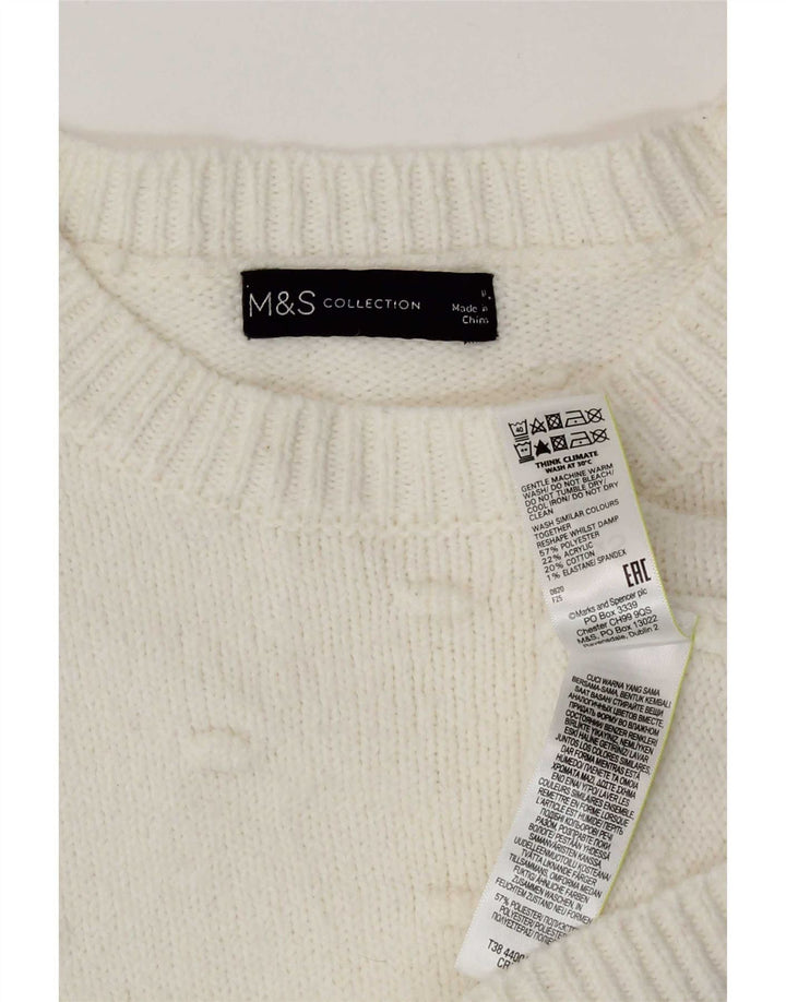 Marks & Spencer - Jersey de cuello redondo para mujer, talla 40, talla mediana, color blanco