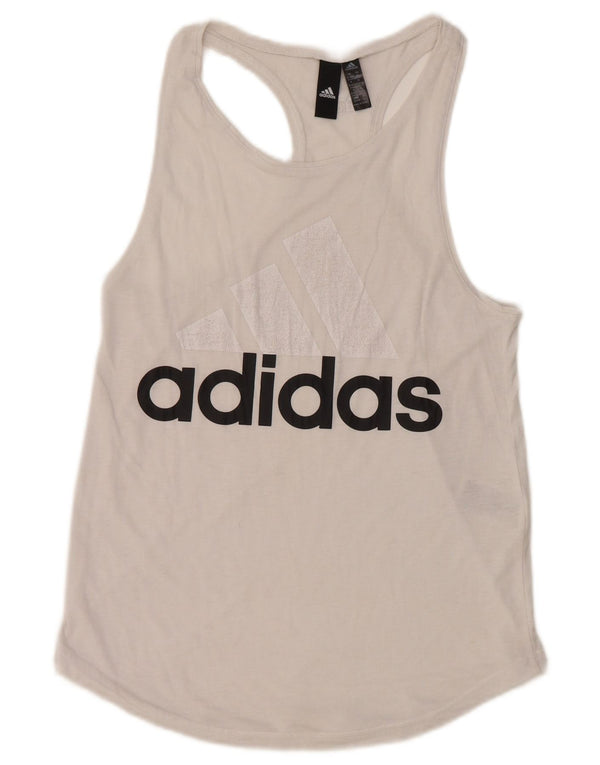 Adidas Mujer Graphic Vest Top UK 4/6 XS Blanco Poliéster Deportes