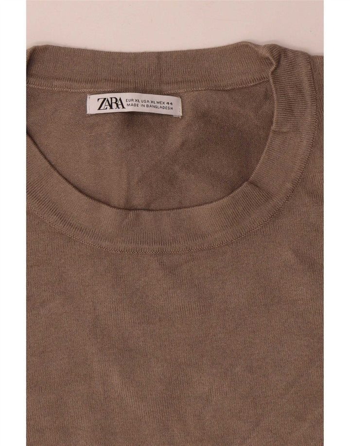 Zara Hombre Jersey Cuello Redondo Jersey XL Gris Viscosa