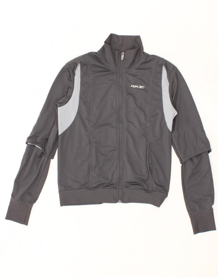 REEBOK Boys Tracksuit Top Jacket 10-11 Years Grey Colourblock Polyester Vintage Reebok and Second-Hand Reebok from Messina Hembry 