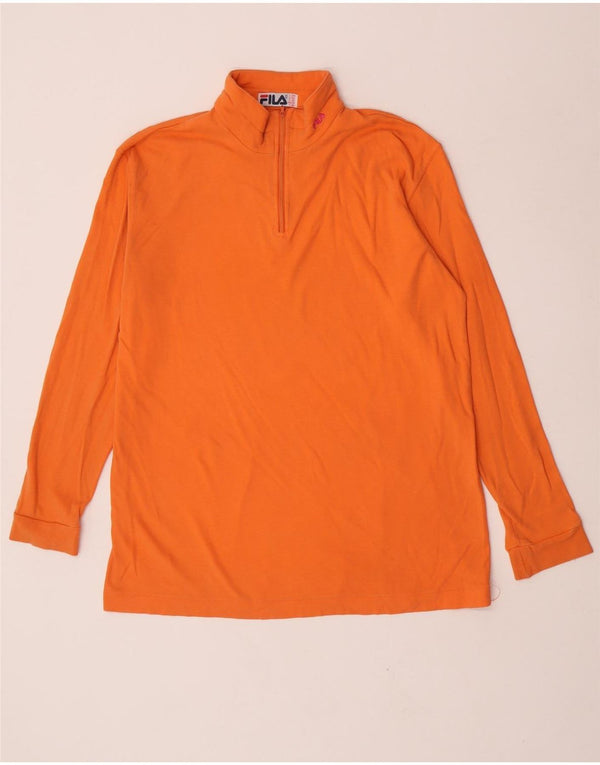 Fila Mens Zip Neck Top Manga Larga IT 54 XL Algodón Naranja