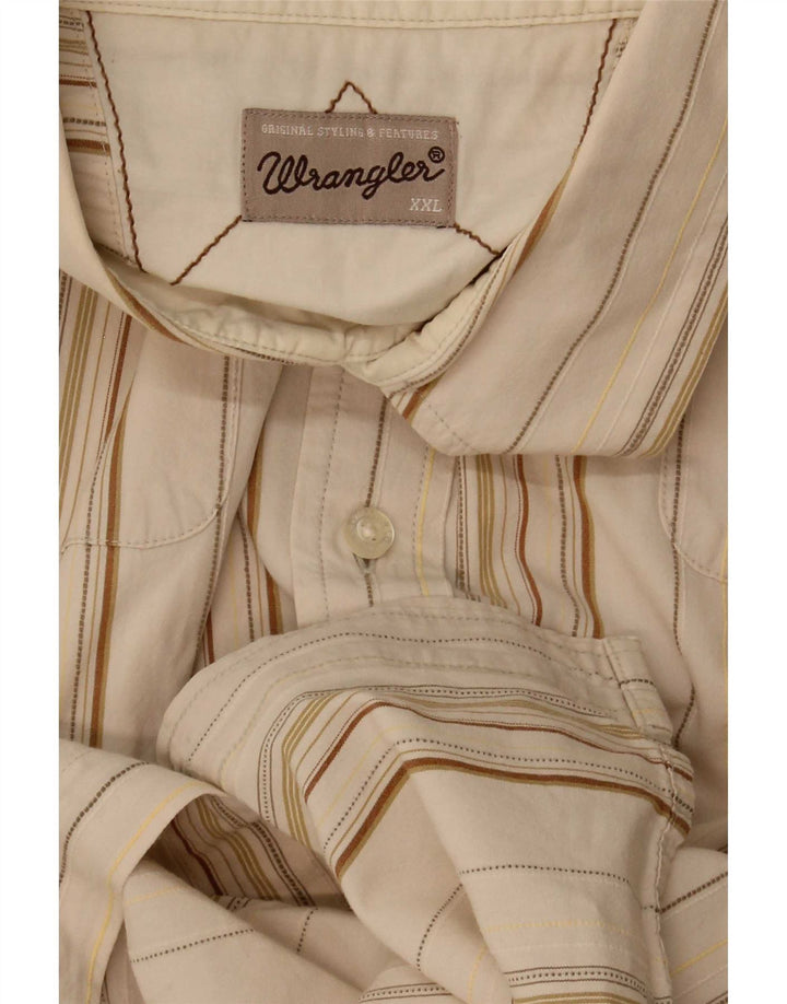 Wrangler Camisa de manga corta para hombre 2XL Beige Rayas