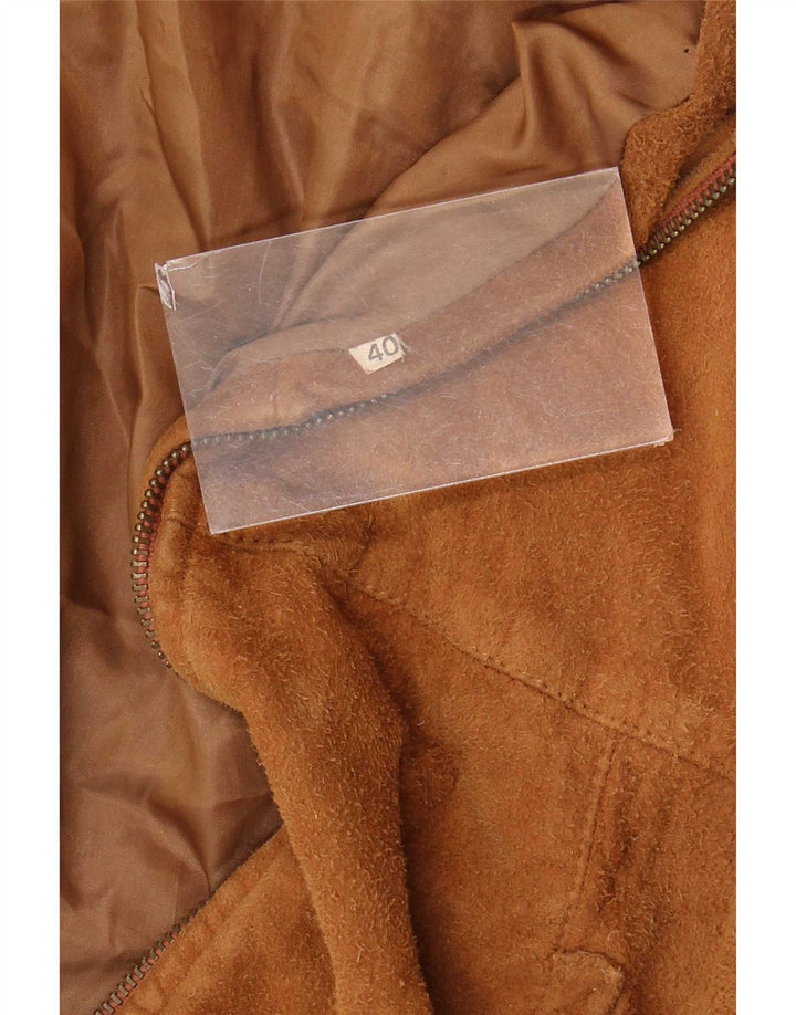 Vintage mujer bombardero ante chaqueta IT 40 pequeño marrón