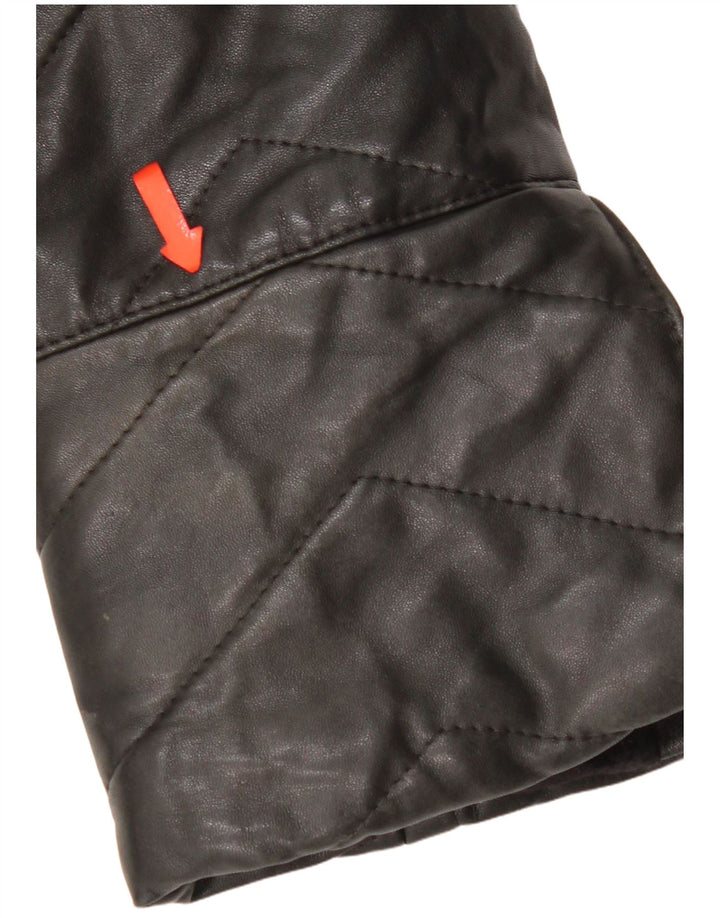 Vintage mujer cuero abrigo Reino Unido 14 cuero negro medio
