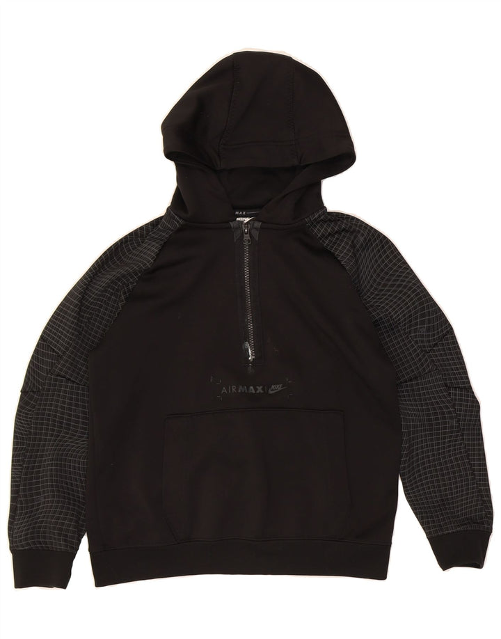NIKE Boys Graphic Hoodie Jumper 10-11 Years Medium  Black Check Polyester Vintage Nike and Second-Hand Nike from Messina Hembry 