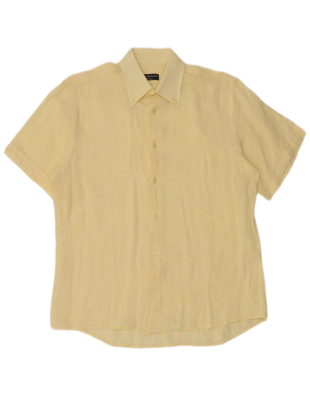 DANILO TREVIGLIANI Camisa Manga Corta Hombre Lino Amarillo Medio