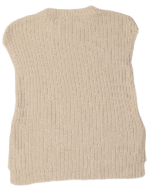 Zara Mujer Chaleco Tank Top UK 12 Medium Blanco Algodón