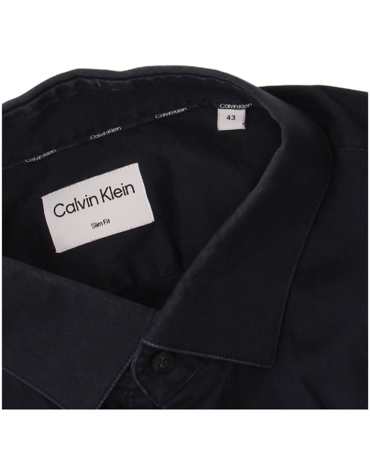 Camisa Calvin Klein Slim Fit para hombre Talla 43 Grande Azul marino