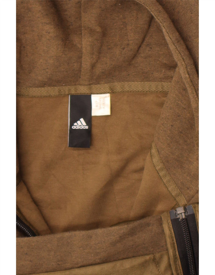 Adidas - Sudadera con capucha y cremallera para hombre, color marrón grande