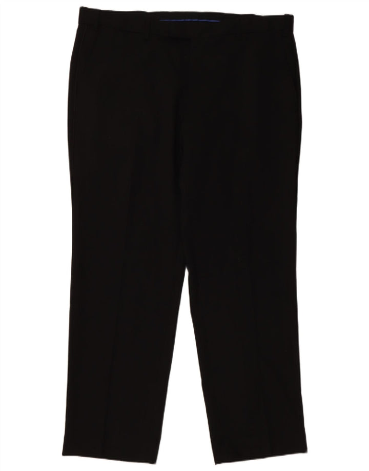 Marks & Spencer Pantalones de traje rectos de corte regular para hombre W38 L29 Lana negra