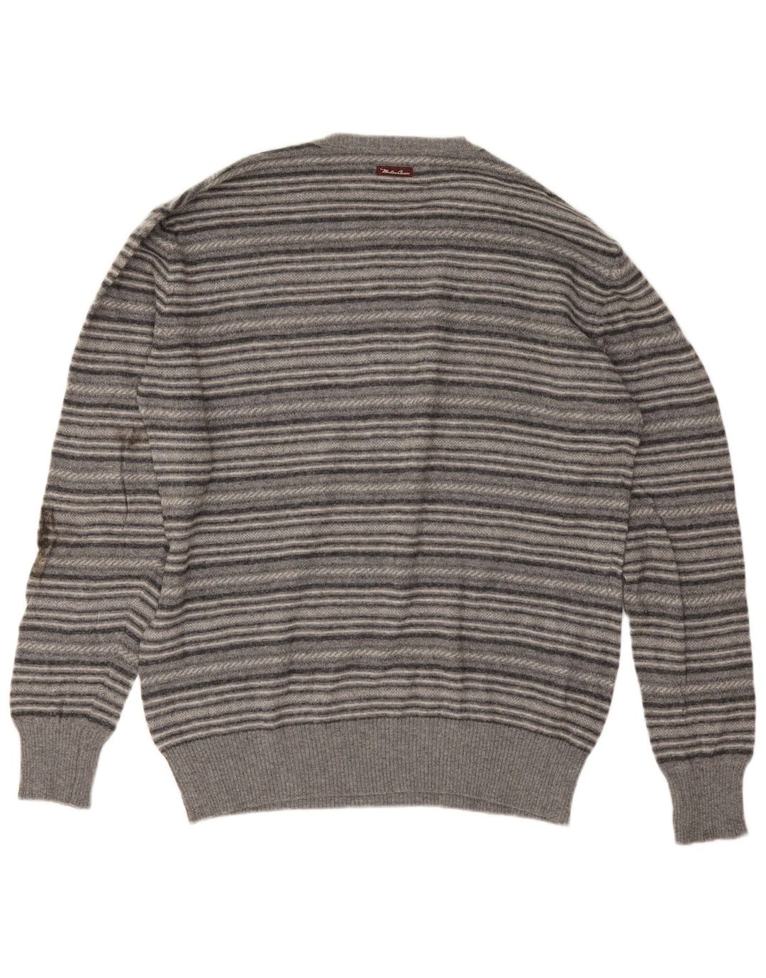 Marlboro Classics - Jersey de cuello redondo para hombre, talla XL, color gris a rayas