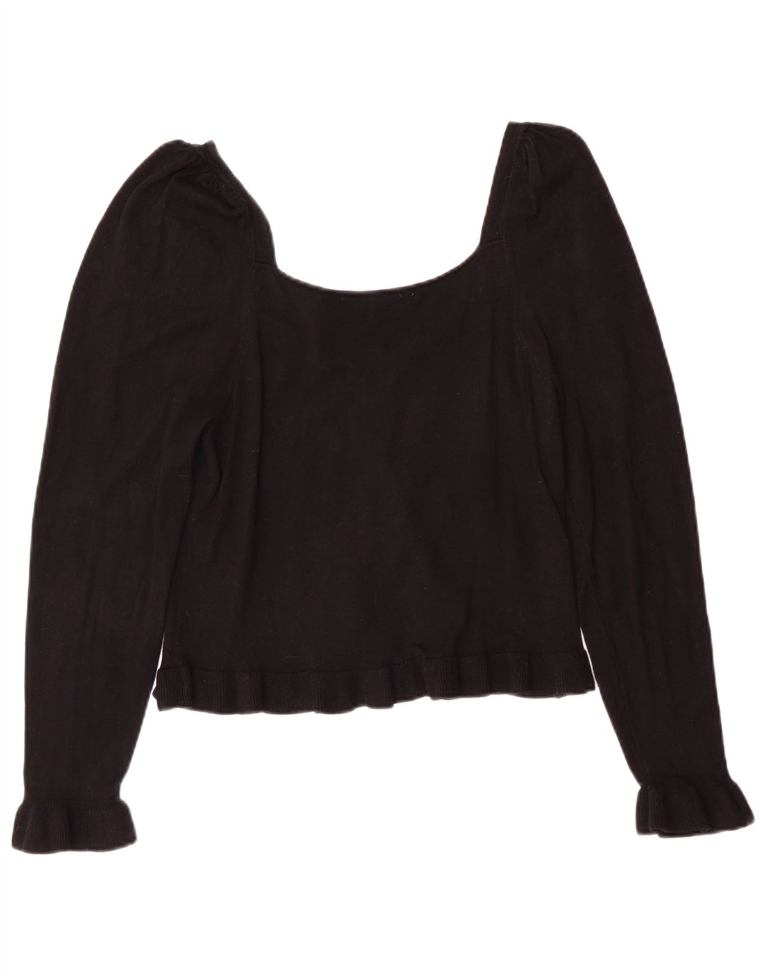 Zara Mujer Crop Top Manga Larga UK 44 Grande Viscosa Negra