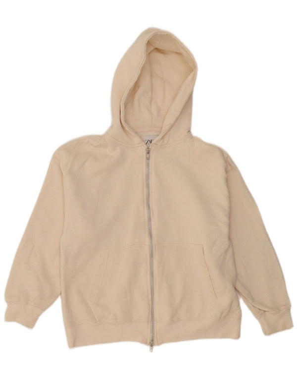 Zara Sudadera con capucha y cremallera para niña 11-12 años Algodón blanco roto
