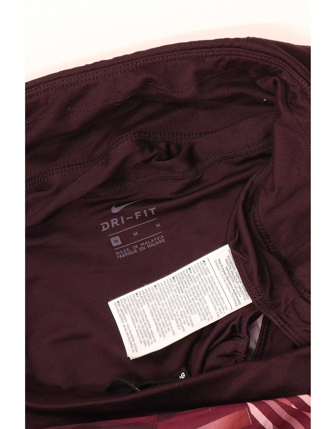 Nike Pantalones cortos deportivos Dri Fit para mujer UK 44 Mediano Borgoña Cuadros Poliéster