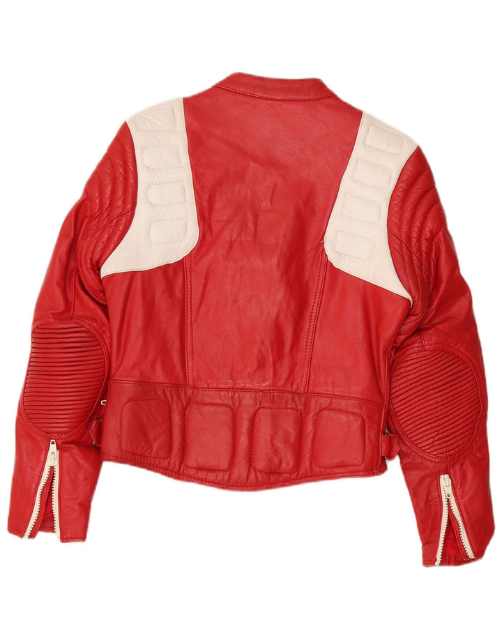 Vintage mujer cuero Racer chaqueta EU 40 cuero rojo medio