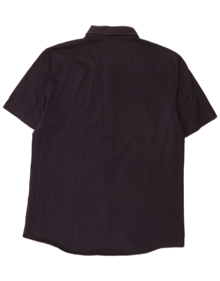 Cos Camisa de manga corta para hombre de algodón azul marino grande