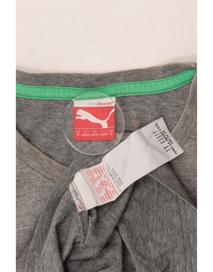 PUMA Camiseta gráfica para hombre Top de algodón moteado gris medio