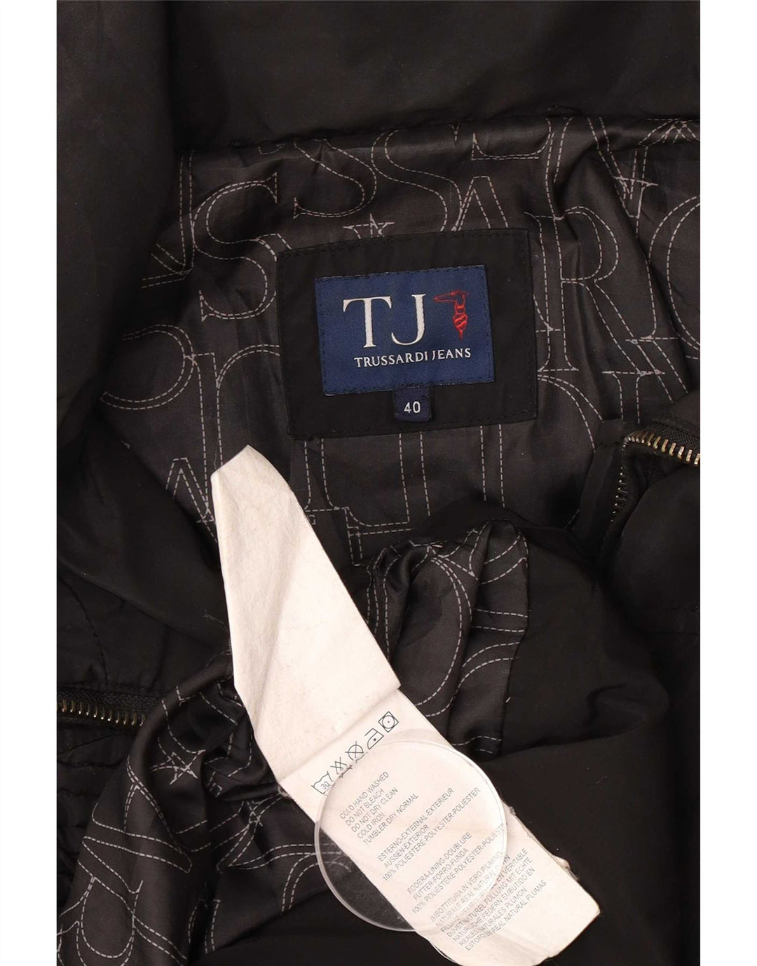 Abrigo Mujer Trussardi Jeans Acolchado IT 40 Small Negro Poliéster