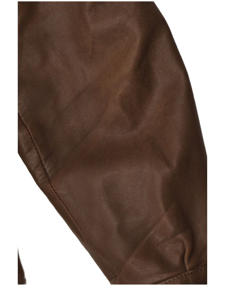 Cristiano Di Thiene Chaqueta de cuero para mujer UK 44 Cuero marrón medio