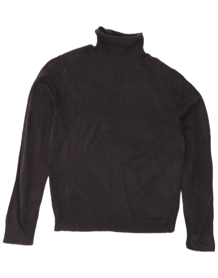 Marks & Spencer Jersey de cuello vuelto azul Harbor para hombre, talla mediana, negro
