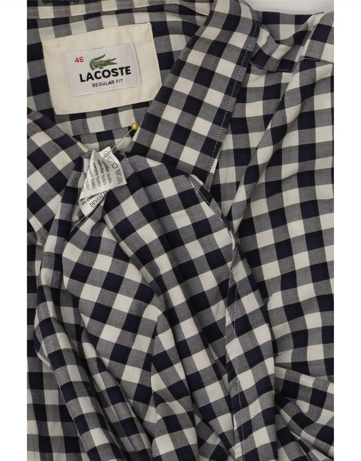 Camisa Lacoste Hombre Regular Fit Talla 46 2XL Algodón Vichy Azul Marino