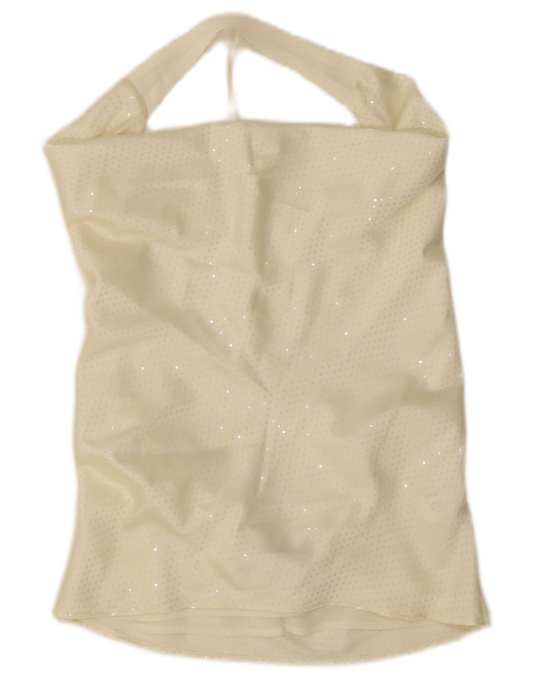 Zara Top corto con hombros descubiertos para mujer UK 10 Pequeño poliéster moteado en blanco roto