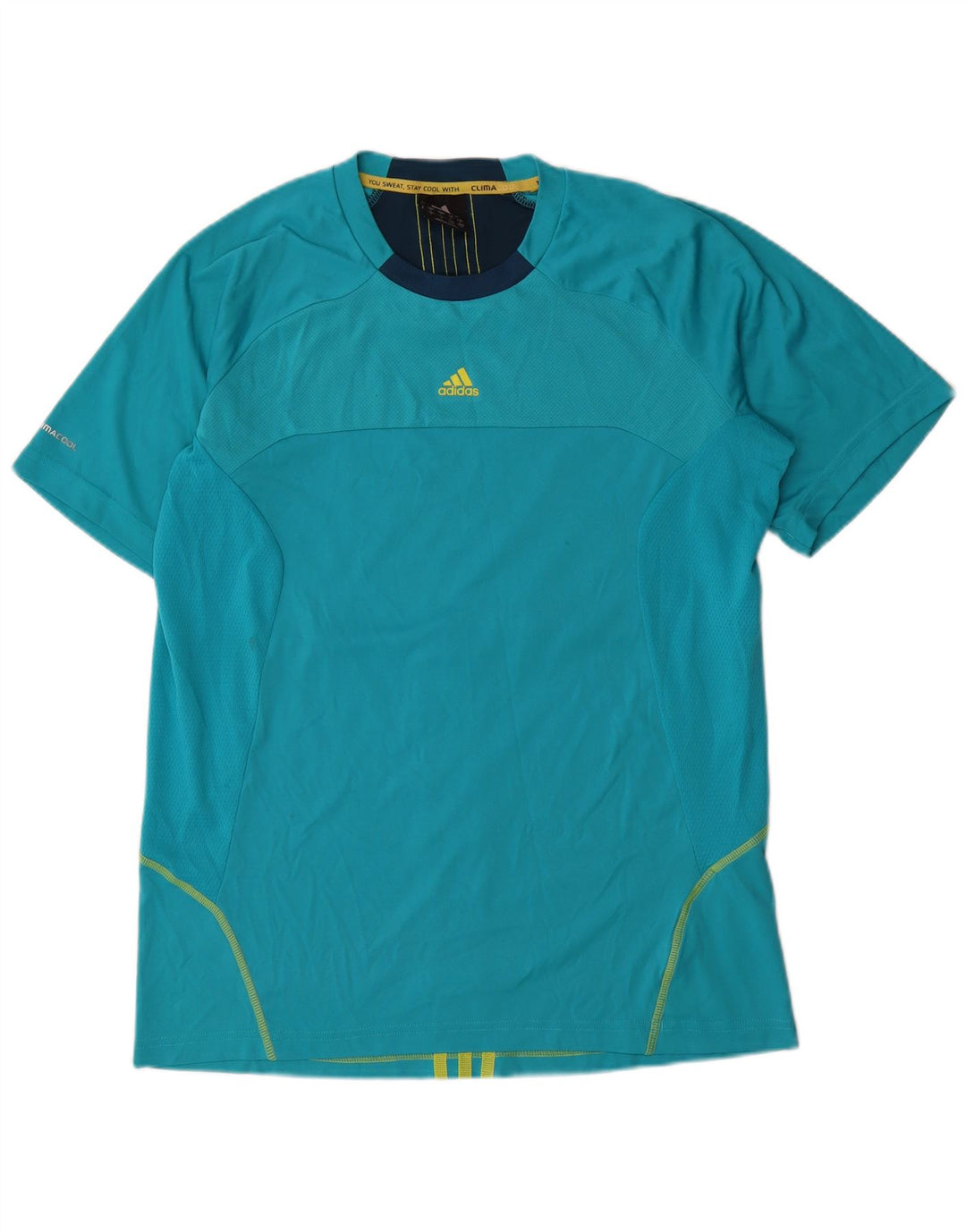 Adidas Hombre Climacool Camiseta Top Grande Azul Colorblock Poliéster