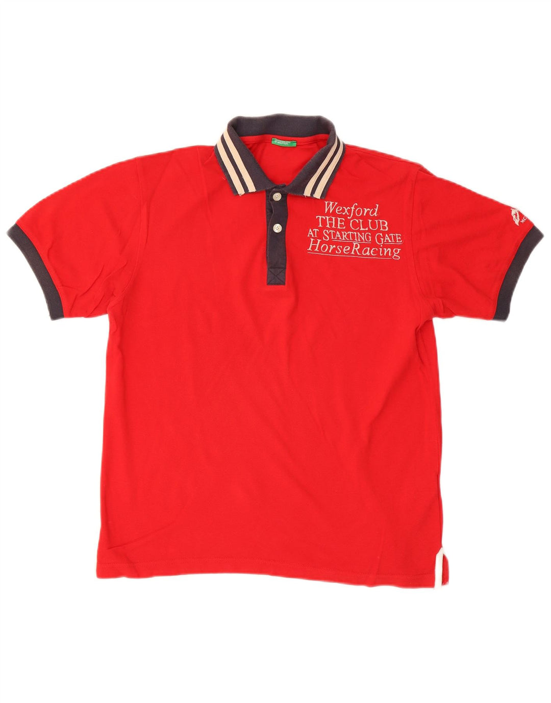 BENETTON Polo gráfico para hombre de algodón rojo medio