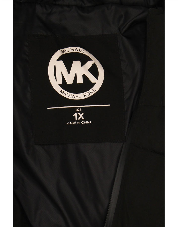 MICHAEL KORS Womens Hooded Padded Jacket UK 18 XL Black Polyester