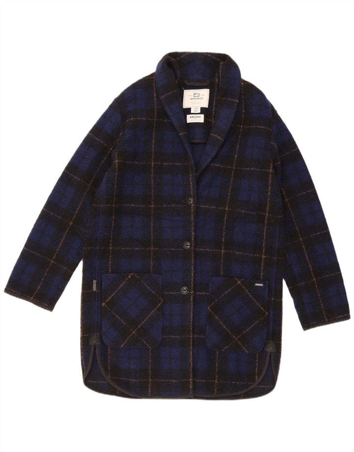 Woolrich Abrigo extragrande para mujer UK 6 XS Poliéster a cuadros azul marino