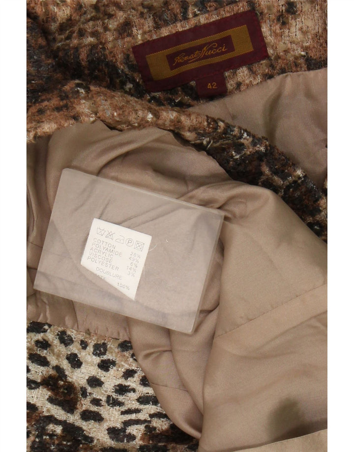 Renato Nucci Chaqueta Blazer De 2 Botones Para Mujer IT 42 Estampado Animal Marrón Medio